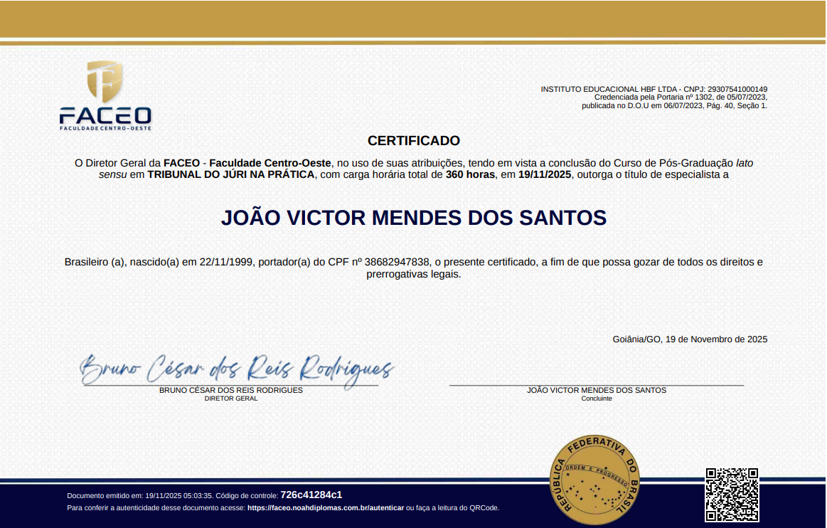 Pós-Graduação em Tribunal do Júri